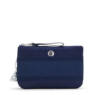 Kipling Creativity Extra Large Metallic Wristlet Bags Cosmic Blue Stripe | AU 2067AH